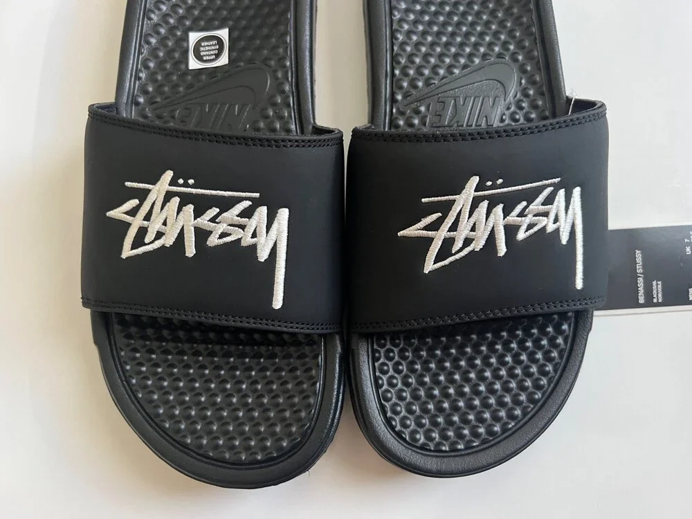 Size 8 - Nike x Stüssy Benassi Slide Black Suede Rubber (New & Authentic)